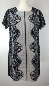 NWT Forever 21 Dress - Size L - Black & Cream Lace Design - Zipper in Back - Picture 1 of 14