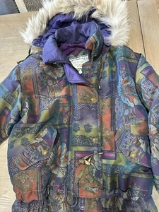 Innovations by Izzi Women Coat M fur Trim Hood Mid Length floral puffer - Picture 1 of 4