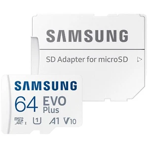Samsung 64GB Karta Micro SD EVO PLUS Micro SDXC C10 Pamięć flash z adapterem SD - Zdjęcie 1 z 4