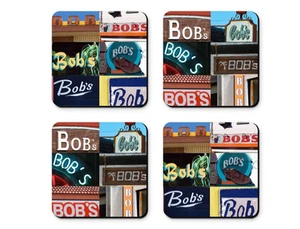 Personalized Coasters featuring the name BOB in photos of signs - Set of 4 - Picture 1 of 1