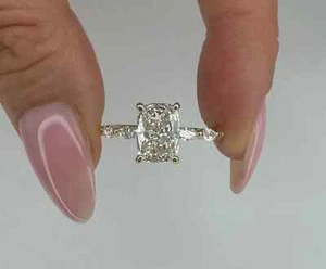 3.00 Cts Cushion Shape F/VS1 Lab Grown Diamond Engagement Ring 14k Yellow Gold - Picture 1 of 19