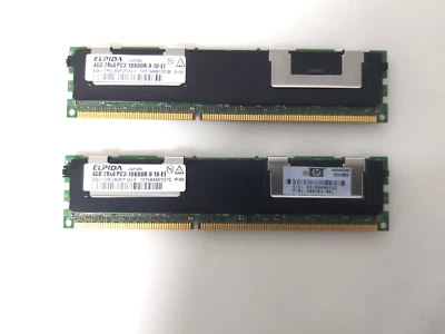 8GB (2X4GB) ELPIDA 2Rx4 PC3-10600R-9-10-E1 EBJ41HEBDFD-DJ-F  Server Memory - Image 1 of 4