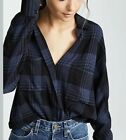 Vince Nwt Xs Cotton Blend Black Heathered Plaid Long Sleeve Pullover Blouse $295