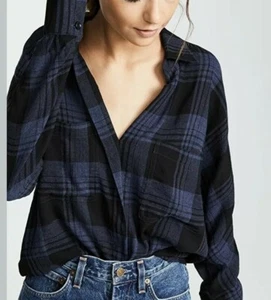 Blusa suéter Vince Nueva con etiquetas Mezcla de algodón negro a cuadros manga larga $295 - Imagen 1 de 7