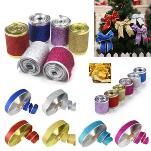 2M Christmas Ribbons Glitter Ribbon Holiday Decor Gift Wrapping Party Supplies - Picture 1 of 12