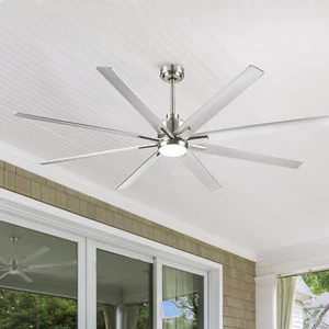 Smart 72" Integrated LED Ceiling Fan with Silver Blades in Brushed Nickel Finish - Picture 1 of 12
