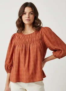 a.n.a a new approach Bluse XL Oberteil Relaxed Fit 3/4 Ärmel Bombay Braun. PXXL - Bild 1 von 8