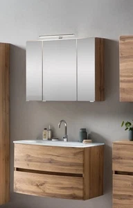 Waschbecken Hängeschrank mit Spiegelschrank Salerno Held Glaswaschbecken 80cm - Bild 1 von 17