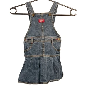OshKosh B'gosh Vintage Y2K Denim Overall Pleated Dress Size 1 - Foto 1 di 7