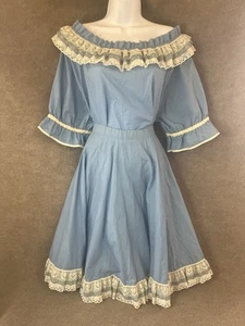 Vintage Handmade Dress Circle Skirt Ruffle Swing Dance Peasant Prairie Cottage - Picture 1 of 13