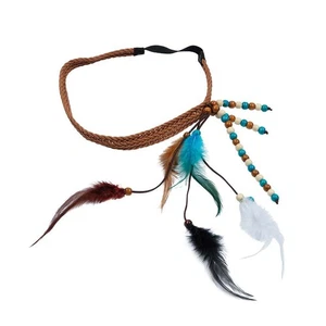 Indianer/in Stirnband braun Federn Perlen Kostüm Accessoire Karneval Fasching - Bild 1 von 1