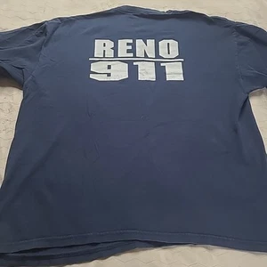 Camiseta De Colección Reno 911 Comedy Central L Azul Doble Cara Retro Y2K Envejecida - Imagen 1 de 12