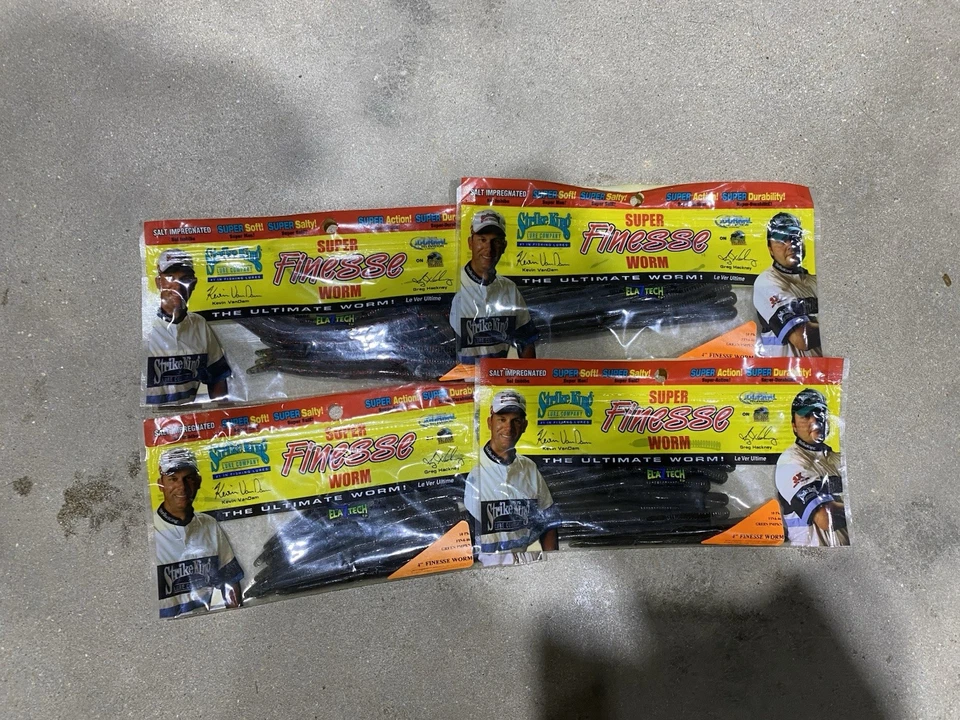 4 New Packs Of Strike king Super Finesse Worms 4” - Image 1 of 1