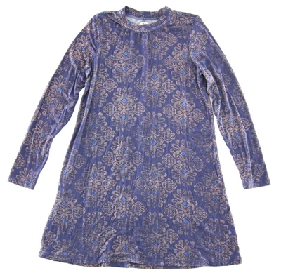 Vestido túnica O'NEILL morado azul motivo jersey elástico manga larga cuello falso M Foto 1 de 4