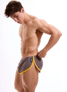 Herren N2N TS27 Track Sport Split Shorts - Medium meliert grau neu mit Etikett - Bild 1 von 5