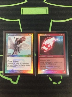 MTG Magic The Gathering Serra Angel / Ball Lightning LP Foil 30th Retro Promo - Image 1 of 3