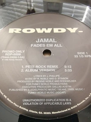 JAMAL Fades Em All PETE ROCK Remix 12" Vinyl 1995 Rowdy indie rap classic  - Imagem 1 de 3