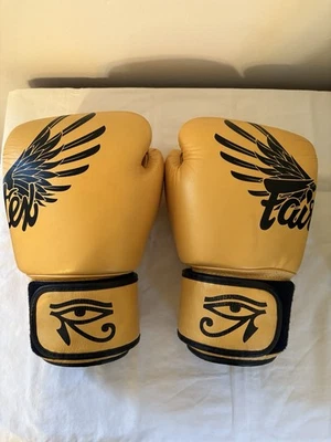 LUVAS DE BOXE DE COURO FAIRTEX FALCON GOLD BGV1 MUAY THAI KICK BOXING 16 OZ - Imagem 1 de 4