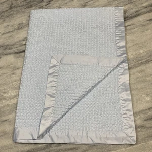 Cloud Island Baby BlueBaby Blanket Thermal Waffle Weave Woven Satin Trim Edge - Picture 1 of 14