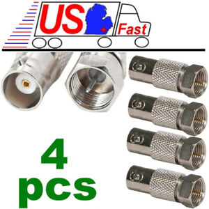 4 Pcs BNC Female to F Type Male Coax Coaxial Cable Connector Adapter Converter