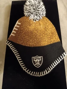 Raiders Football Head Knit Hat with Pom Toddler Size - Picture 1 of 9