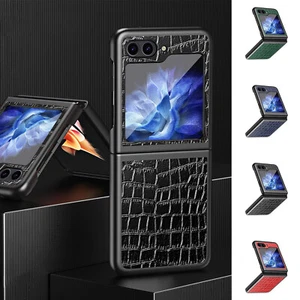 Fr Samsung Galaxy Z Flip6/Flip5/Flip4/Flip3 Crocodile Grain PU Leather Slim Case - Photo 1 sur 10