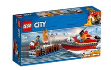 Lego City 60213 Fire Dock Side Fogo Barco Bombeiro & Canhão de água.