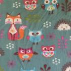 Printed Polar Fleece Fabric Material - GREEN FOREST CRITTERS