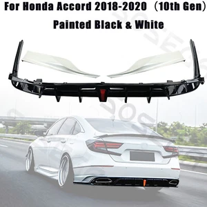 A Set For Honda Accord 18-20 Yofer丨Rear Bumper Diffuser&White Corner Aprons Spat - Picture 1 of 14