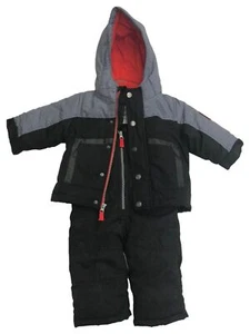 Carters Infant Boys Black & Gray Snowsuit Coat & Snow Bibs Set 12 Months - Picture 1 of 3