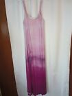 Soma Wknd Maxi Dress Large Built In Bra Purple Tie Dye Lounge Jersey Knit 