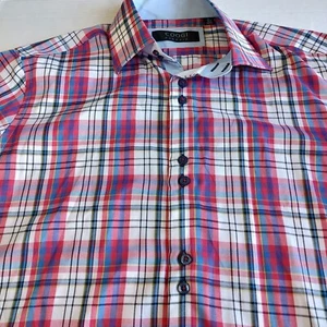 Coogi Classic Shirt Mens Large White Red Plaid Button Down Long Sleeve Casual - Picture 1 of 7