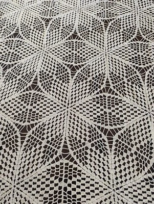 Colcha grande antigua ganchillo a mano de algodón crudo tamaño completo o queen 94 X 102 Foto 1 de 4