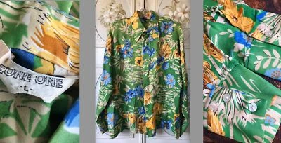 ВИНТАЖНЫЙ 70-Х 100% АЦЕТАТ ГАВАЙСКИЙ ALOHA РУБАШКА ЗОНЫ ОДИН ШИРОКИЙ ВОРОТНИК ЗЕЛЕНЫЙ ЖЕЛТЫЙ L - Изображение 1 из 4