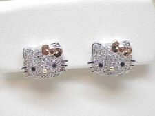 2.20Ct Lab Created Diamond Hello Kitty Stud Earrings 14K White Gold Plated