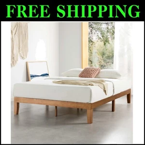 Durable 12-Inch King Platform Bed with Wooden Slats - Mid-Century Modern Style - Picture 1 of 12