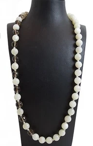 Collana in pietra di luna e quarzo fumè con chiusura in argento 925Made in Italy - Foto 1 di 3