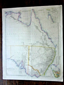 Mapa antiguo de Australia de las provincias orientales de 1850 John Arrowsmith 68x56cms exploradores - Imagen 1 de 12
