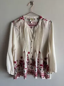 Blusa Top Mujer Fig And Flower Manga Larga Bordada Floral Blanco Talla X - Imagen 1 de 10