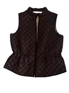 Lafayette 148 New York Vest Womens XL Brown Quilted Cinch Waist Pockets - Picture 1 of 10