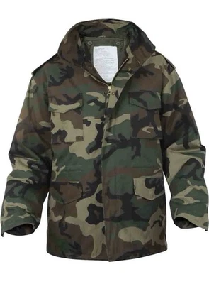 Nueva Chaqueta de Campo Woodland Camo M-65 Ejército Camuflaje Peso Pesado M65 Abrigo con Forro Foto 1 de 4