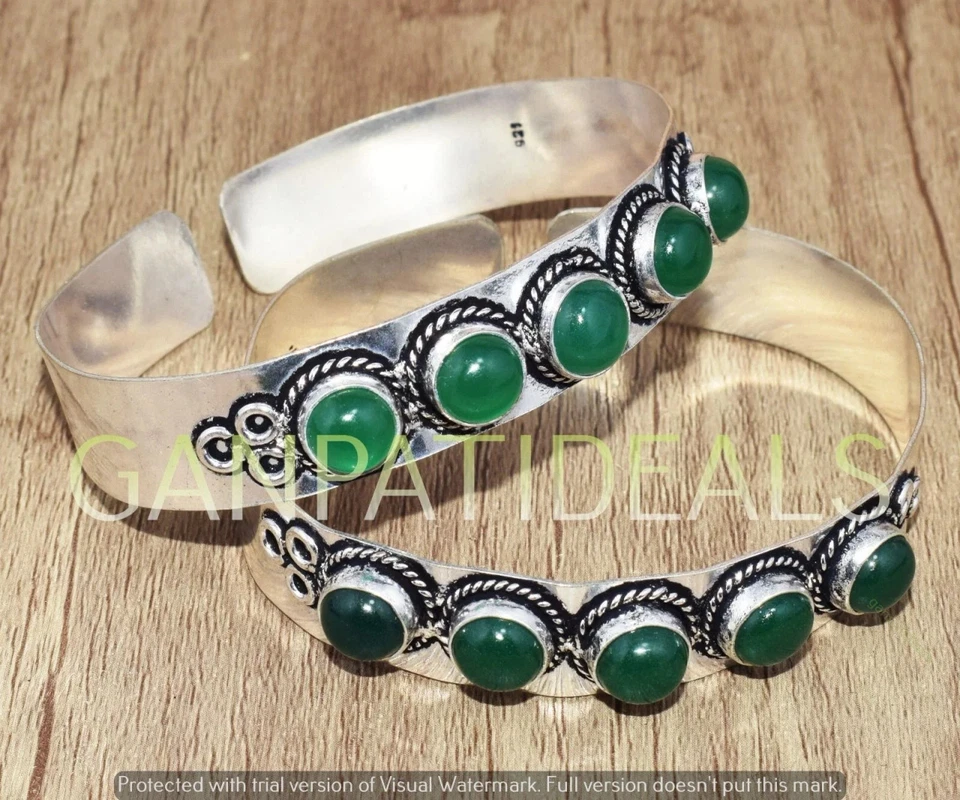 Brazalete de piedras preciosas de ónix verde lote al por mayor de 5 piezas joyas enchapadas en plata 925 Foto 1 de 1