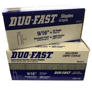 Duo Fast 5418D 9/16Inch by 20 Gauge 3/16 Crown Gold Staples 5000 per Box Pack - Picture 1 of 2