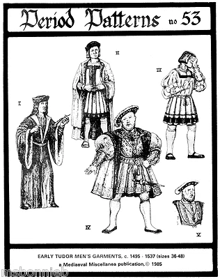Fantasias de vestuário Henry VIII Early Tudor - padrões de época padrão de costura 53 - Imagem 1 de 2