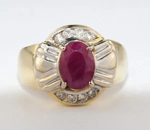 14k zweifarbiger Rubin und Diamant Vintage Mode Ring - Bild 1 von 9