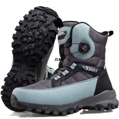 Cálida Bota de Nieve para Hombre Impermeable Botón Girado Parte Superior Alta Felpa Algodón Zapato Senderismo Foto 1 de 4