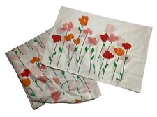 Vintage Burlington Vera Neumann Poppy Breeze Twin Fitted Sheet And Pillowcase