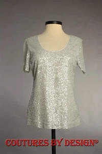 St John Knits Silk, Sequined ,Top Blouse Ice Sz 8 NWT MSRP $595 - Bild 1 von 4