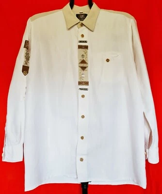 CAMICIA UOMO VINTAGE AUTENTICA OS TYROL OKTOBERFEST DIRNDL COTONE BIANCO 16 1/2 42 - Immagine 1 di 4