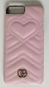 GUCCI iPhone 7 / 8 SE oder PLUS ROSA LEDER 'GG' MARMONT HERZ HÜLLE *DEFEKT* - Bild 1 von 3